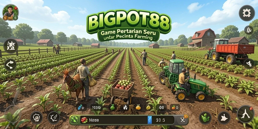 Tampilan gameplay menarik di BIGPOT88 dengan aktivitas bertani.
