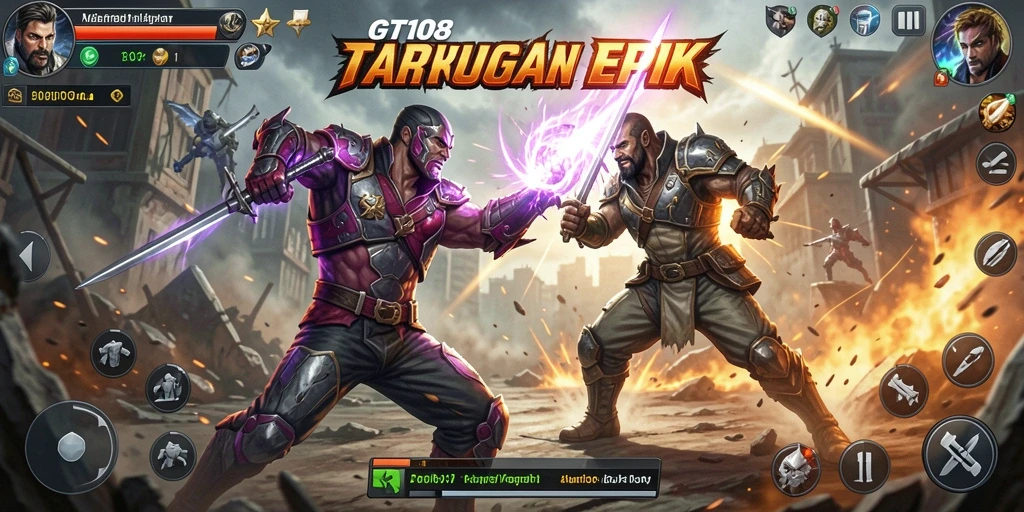Tampilan aksi seru dalam pertarungan pemain GT108