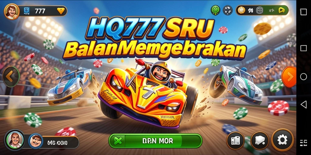 Tampilan gameplay balapan yang seru dan mendebarkan di HQ777.