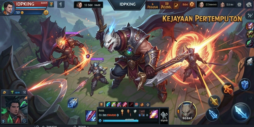 Tangkapan layar gameplay <strong>IDPKING</strong> menampilkan pertempuran seru di arena MOBA.