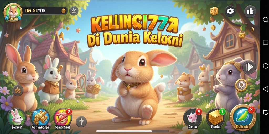Menampilkan gameplay KELINCI777 dengan kelinci menggemaskan dan manajemen yang seru.