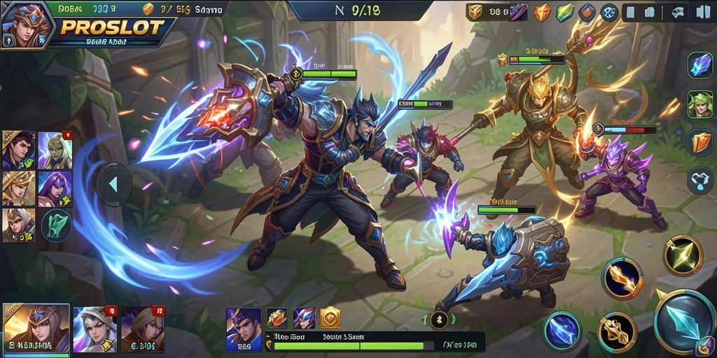 Tangkapan layar menunjukkan aksi intens dalam gameplay PROSLOT.