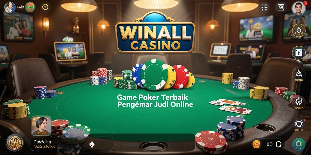 Screenshot gameplay <strong>WINALLCASINO</strong> menampilkan aksi poker yang mendebarkan.